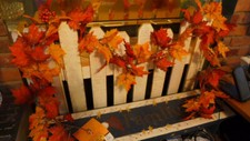 Glitter Fall Autumn Garland Maple Leaves Orange Shimmer Decor Halloween 6FT NEW
