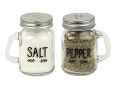 Home Basics Mason Clear Jar Set Salt and Pepper Shaker 3.2” x 1.8”