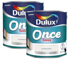 Dulux Once Gloss Paint For Wood And Metal - Pure Brilliant White 5 Litres