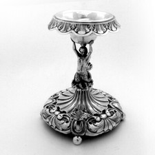 Ancien piédestal ouvert sel figuratif tige nymphe espagnole argent 916