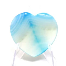 Light Blue Agate Stone Heart #1113- 40mm or 1.5"- Valentines Day  Love  Gemstone