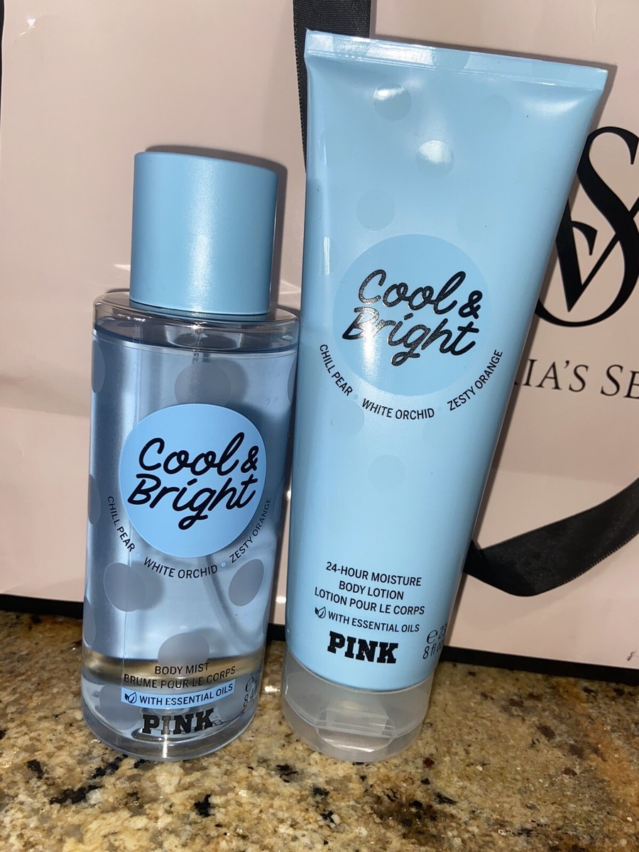 Victorias Secret Pink Cool and Bright Lot 8oz Lotion Body Mist Set