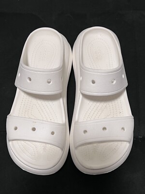 Crocs Unisex Classic Crush Sandals Men's 7 Women's 9 White