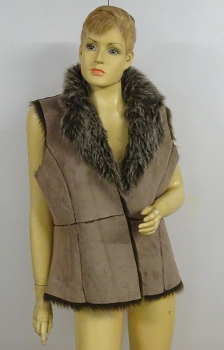Vintage DENIM CO Faux Suede & Faux Fur Reversible Gillet Vest - Size 14