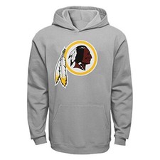 Washington Redskins Vintage Youth Light Grey Primary Logo Fleece Pullover Hood