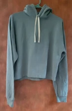 Nwt Jungmaven Sunkissed Cropped Hooded Pull Over Sweatshirt L Clay Green hemp Wm