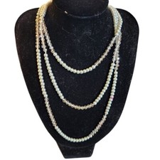 Faux Pearl Necklace Crystal Bead Multi Strand Elegant Party Jewelry