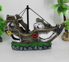Pirate Ship Aquarium Decoration Nautical Boat Fish Tank Safe Ornament Resin M