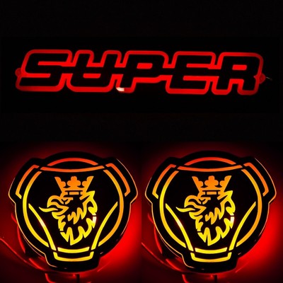 For SCANIA TRUCK GRILL LED Emblem Text SUPER RED + GRIFFIN Logo LED