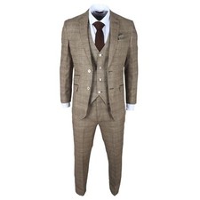 Robert Simon Liam - Men's 3 Piece Brown Checked Suit