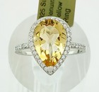 GENUINE 4.10 Cts YELLOW TOPAZ & WHITE SAPPHIRE RING .925 Silver  NWT