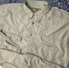 Vintage 90s Levis Strauss Button Down Shirt Mens L Long Sleeve Metal Buttons Tan