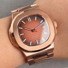 Tandorio New Full Rose Gold Square Sapphire Glass NH35A Automatic Luxury Watches