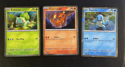 Pokemon card 151 Charmander Squirtle Bulbasaur set, Hobbies & Toys