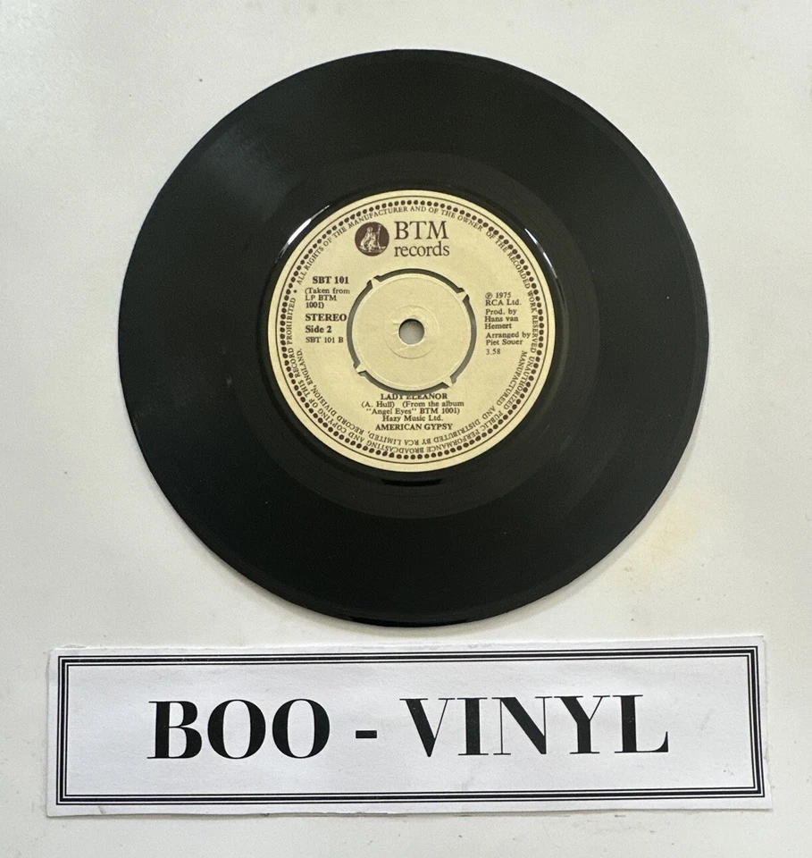 American Gypsy – Angel Eyes  7” Promo Vinyl BTM Records – SBT 101 Soul Funk EX - Image 4 of 4