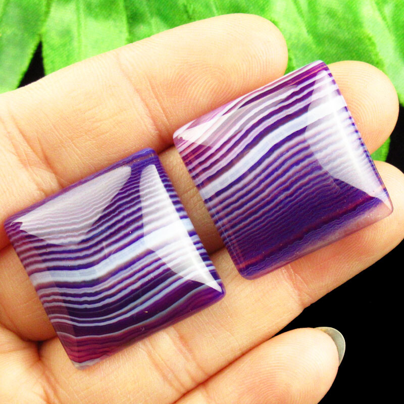 2Pcs 25x25x6mm Purple Onyx Agate Square Cab Cabochon Q07530