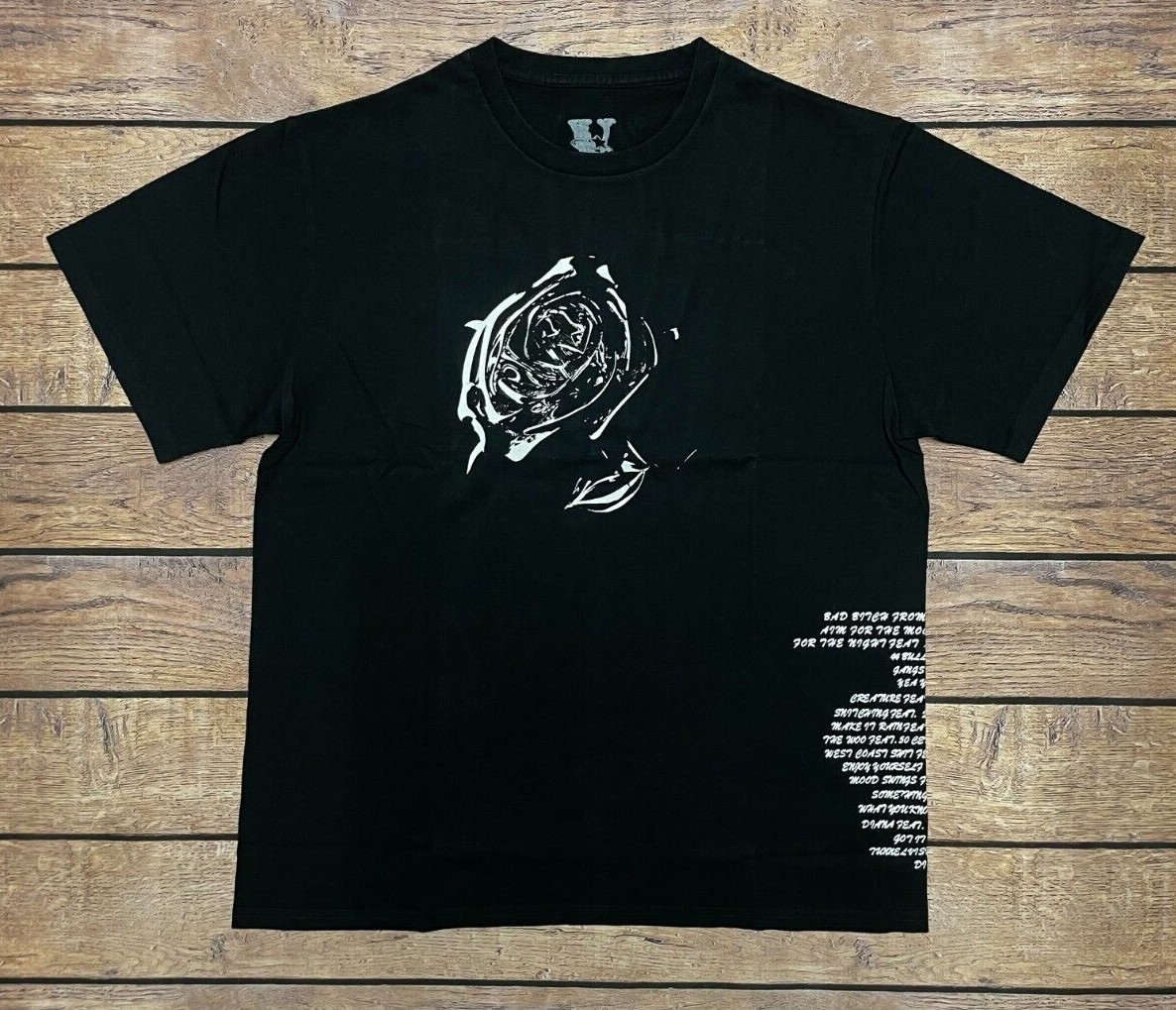 NEW Pop Smoke x Vlone Tracklist Tee Black Size S-XL FREE
