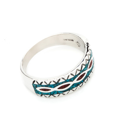 Türkis Koralle Ring Indianerschmuck Westernschmuck Navajo Style CR911