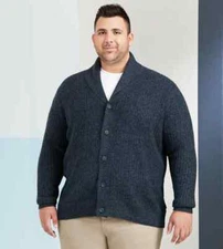 DANIEL HECHTER PARIS MEN'S BLUE SHAWL COLLAR CARDIGAN SWEATER SZ: 4XLT 4XT NWT