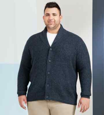 DANIEL HECHTER PARIS MEN'S BLUE SHAWL COLLAR CARDIGAN SWEATER SZ: 5XL 5X NWT