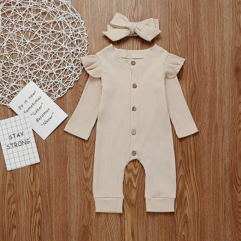 Newborn Baby Girl Clothes Knitted Romper Jumpsuit Bodysuit Headband Outfits Set