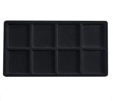 12 Tray Inserts 8 Compartment Liners Black Jewelry Flocked 14 " x 7 ½" x ½"