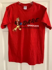 Vintage Gildan Ultra Cotton T-Shirt D.A.R.E.,Red,Short Sleeve Size S,100% Cotton