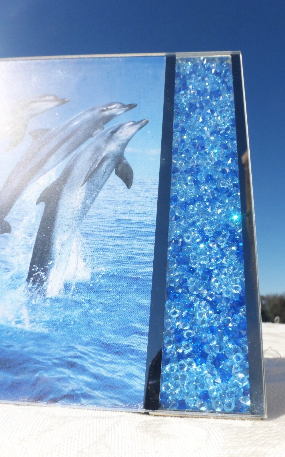 MINT SWAROVSKI STARLET CAPRI BLUE CRYSTAL PICTURE FRAME Designer Sharon