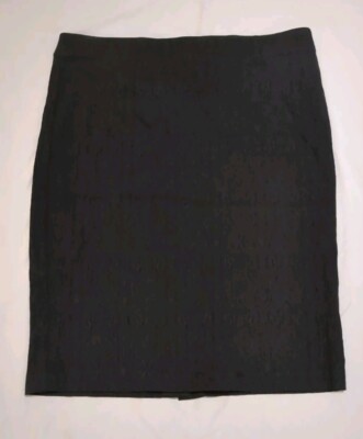 CATO Skirt Womens 10 Black Textured Pencil Straight Modest With Back Slit