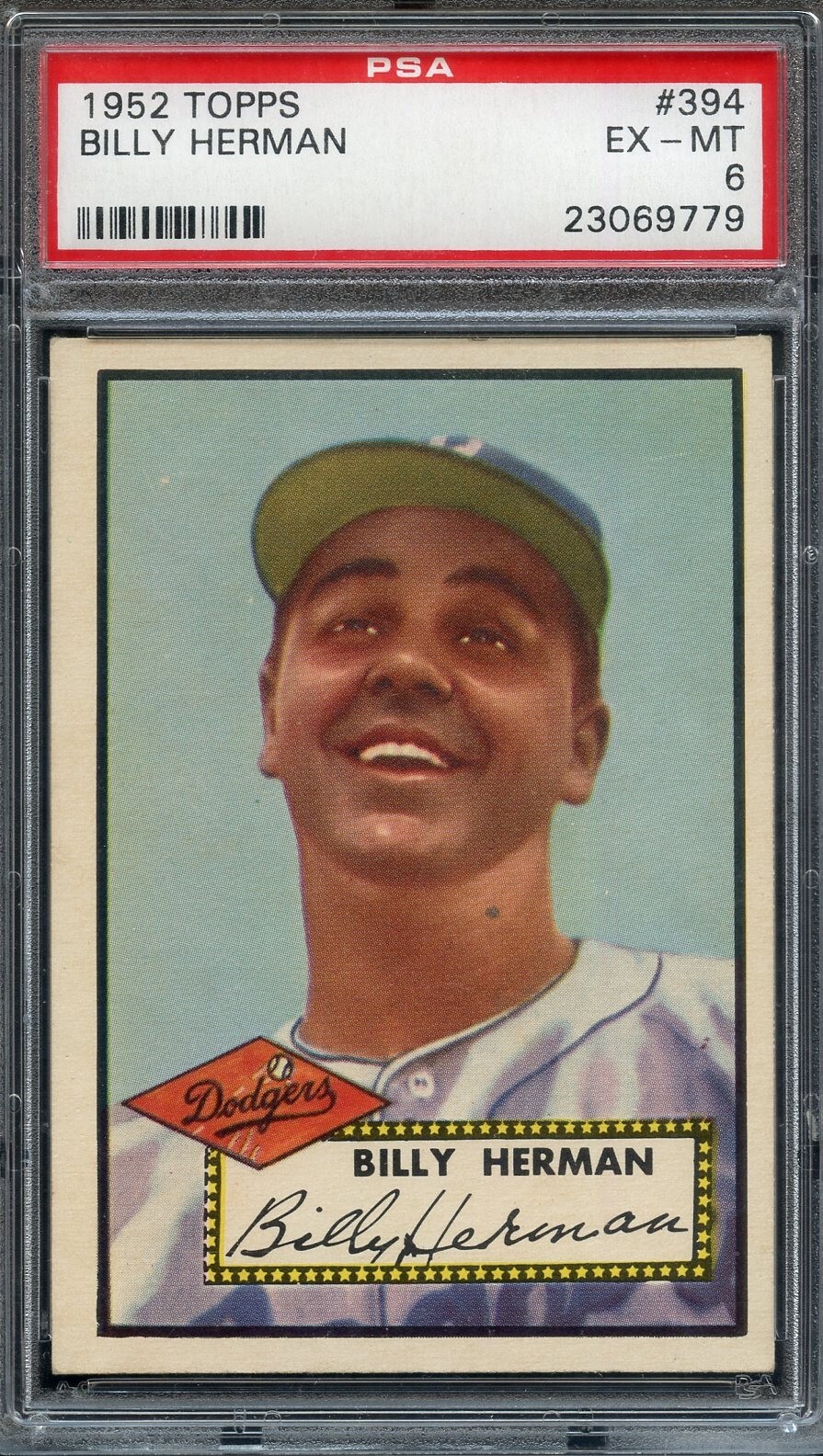 1952 Topps Tough High #394 Billy Herman RC PSA 6 HOF Brooklyn Dodgers 9779