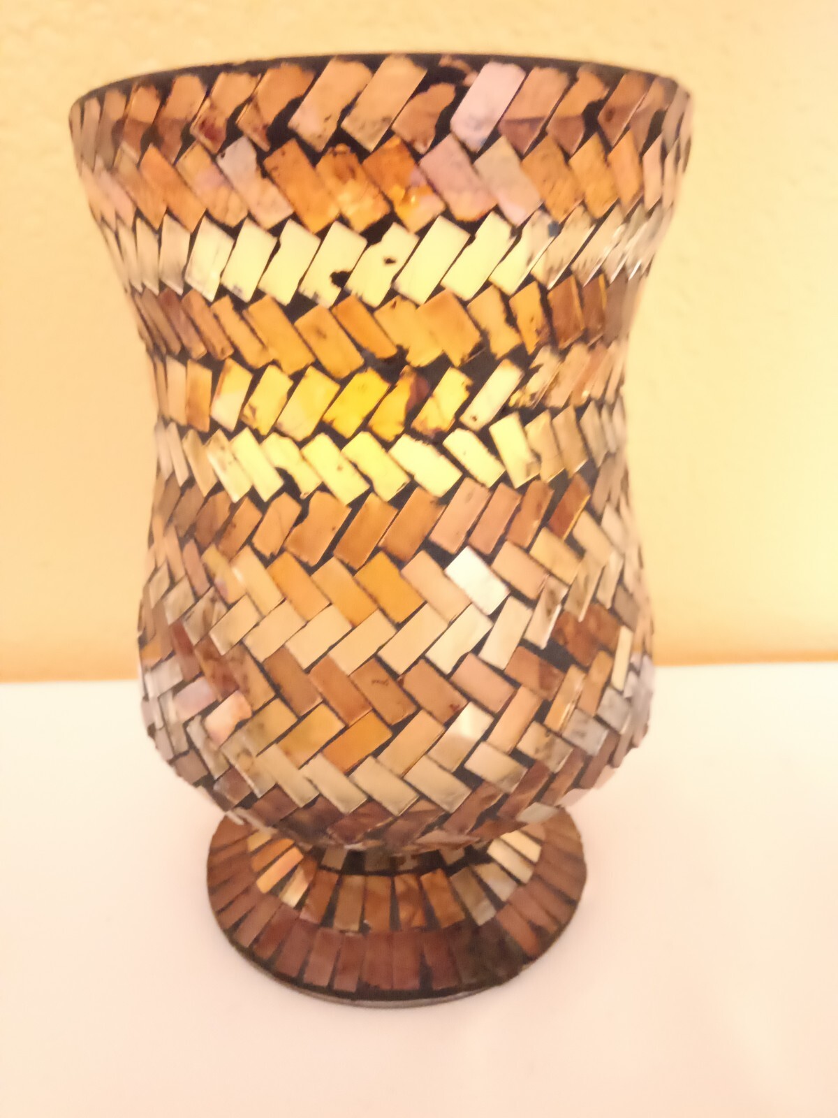 Kohl's Natural Living Brown Mosaic Hurricane Pillar Candle Holder Set