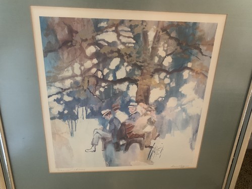 Diane Tygier Vintage Signed Matted Print “Cronies” Impressionism Art - Picture 2 of 5