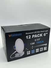 Volisun White 6 Inch 1050 Lumens Recessed LED Slim Panel Lights Pack Of 12