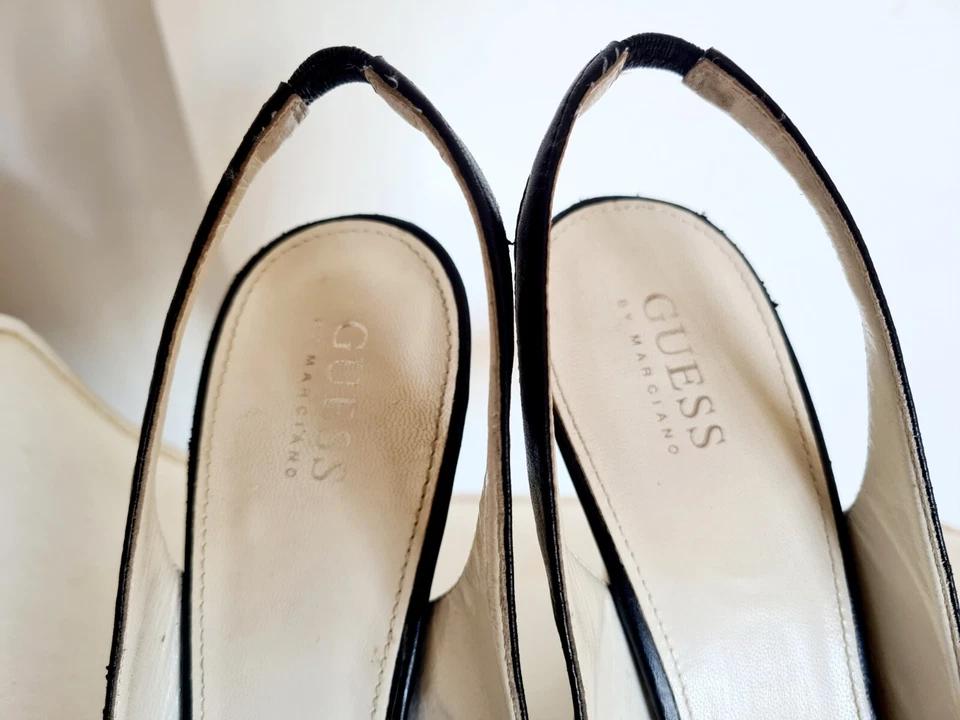 Guess Damen Sandalen  Echtleder  peep toe slingbacks Absatz 13cm Schwarz Gr.41 - Bild 4 von 4