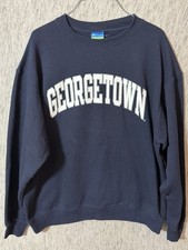 VINTAGE Georgetown Hoyas Sweatshirt Large Medium Blue Champion Crewneck NCAA Y2K