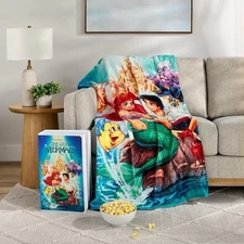 ✨Disney The Little Mermaid VHS Boxed Silk Touch Throw, 50" x 70" Blanket -New