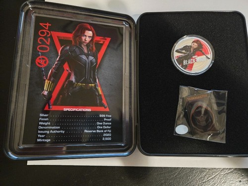 2020 Marvel BLACK WIDOW - Fiji 2 dollars 1 oz silver proof coin and pin
