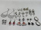 11 Pairs Earring Jewelry Lot Vintage To Now Estate Mixed Costume Silver Tone