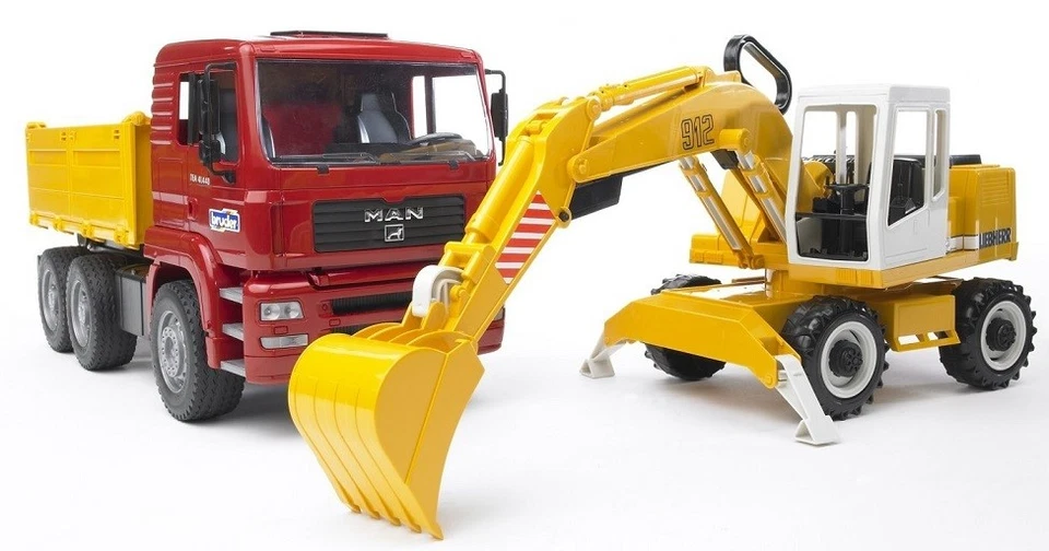 BRUDER,Camion benne avec pelle LIEBHERR Ech:1/16, 1/16, BRU2751 - Photo 1/2