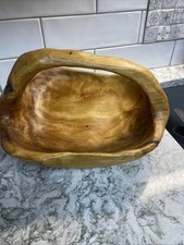 Tree Trunk/Burl Wood Handled Basket-Carved-12x11x7  -Beautiful 