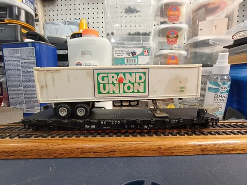 Coche plano Athearn 50' con remolque furgoneta de referencia de 40' SNL&W acopladores Hornhook coche #80275 | Condition: Used
