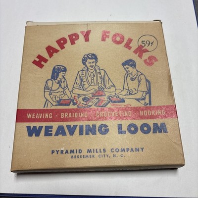 Vintage Happy Folks Weaving Crochet Loom Crafting Art 902 USA Made Pyramid Mills
