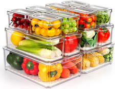 14 Pack Fridge Organizer, Stackable Refrigerator Organizer Bins with Lids, Bpa-F