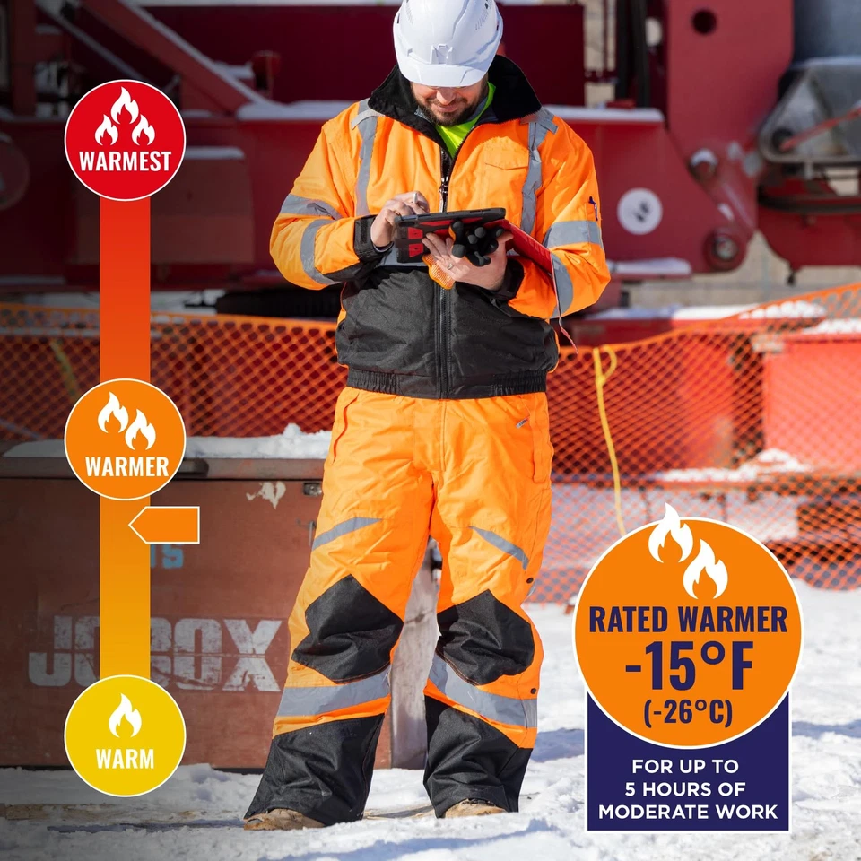 Mono con tirantes térmico aislante GloWear 8928, alta visibilidad, resistente a la intemperie... Foto 2 de 4