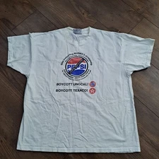 Vintage 1996 Pepsi Boycott Men's Size XL Lee Made in USA Free Burma Tshirt
