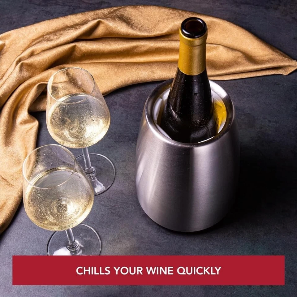 Elegante Enfriador de Vino - Acero Inoxidable - Enfriador Activo de Botellas de Vino con Extracción... Foto 2 de 4