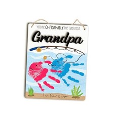 Custom DIY Baby Handprint Gift for Grandpa Gift for Fishing Grandpa with