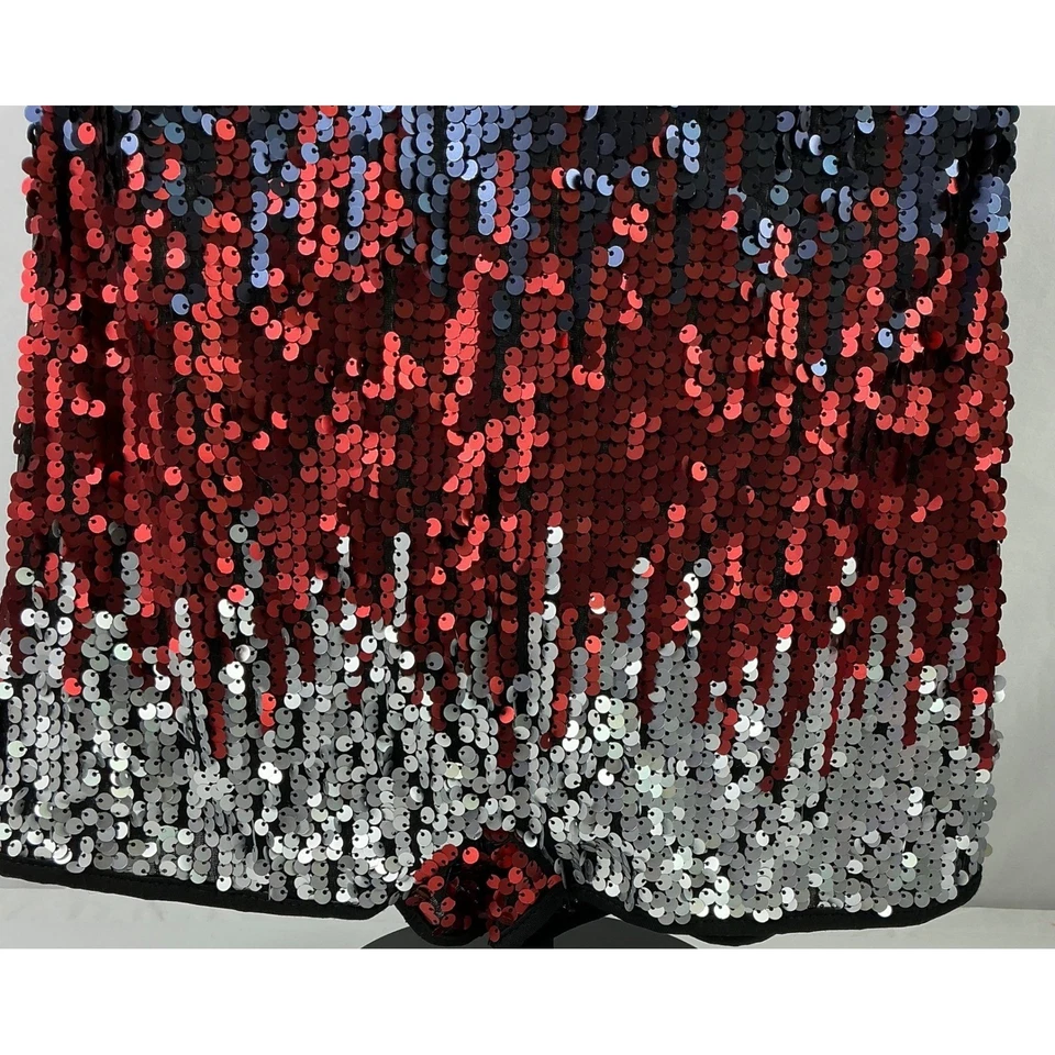 Mameluco de lentejuelas para mujer manga larga cuello en V baile animación club mini talla MED Foto 4 de 4