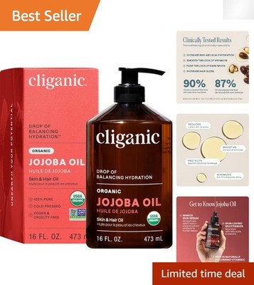 Multipurpose 16 oz Jojoba Oil - USDA Organic,  & Cruelty-Free Hydrating Oil