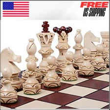 Wooden Chess Pieces Embassy- Felted, Weighted, Nice Looking - Chessmen ONLY